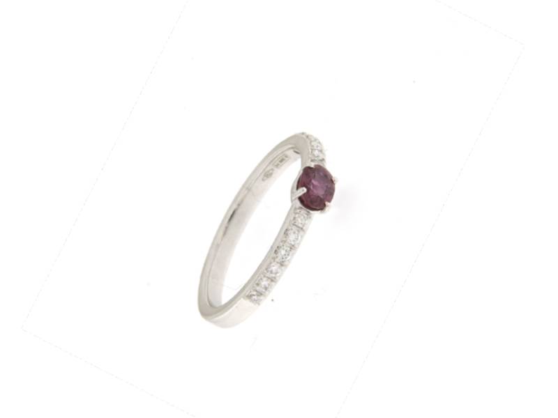18KT WHITE GOLD RING WITH DIAMONDS AND RUBY JUNIOR B A13932/RU